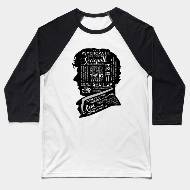 Sherlock Holmes Quotes Baseball T-Shirt by KsuAnn